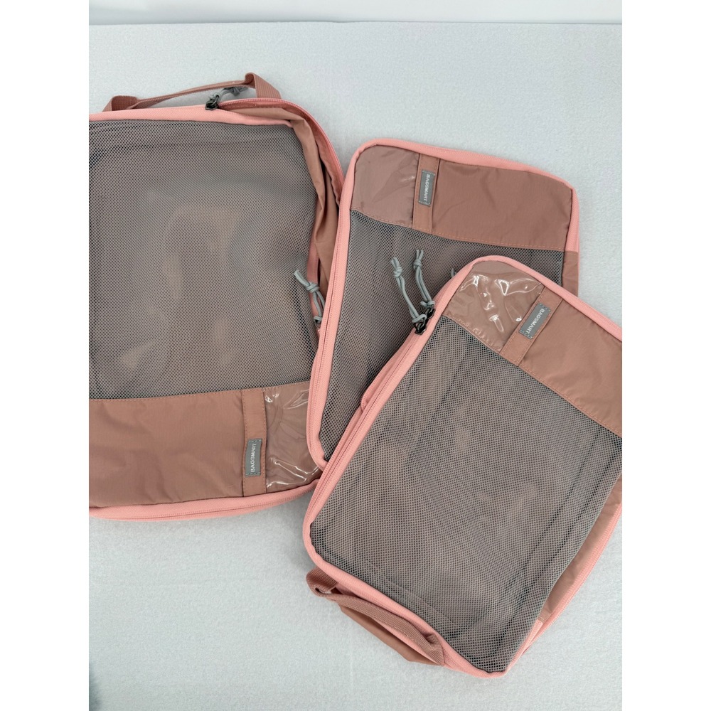 BAGSMART Packing Cubes Set of 3  Pink Gray Travel Organizers